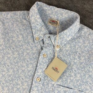 Faherty Brand Mens LT Tall Sky Canopy Print Breeze Short Sleeve Button Up Shirt